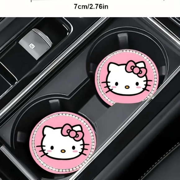 2 pc Hello Kitty Car Cupholder Coasters - Picture 2 of 2